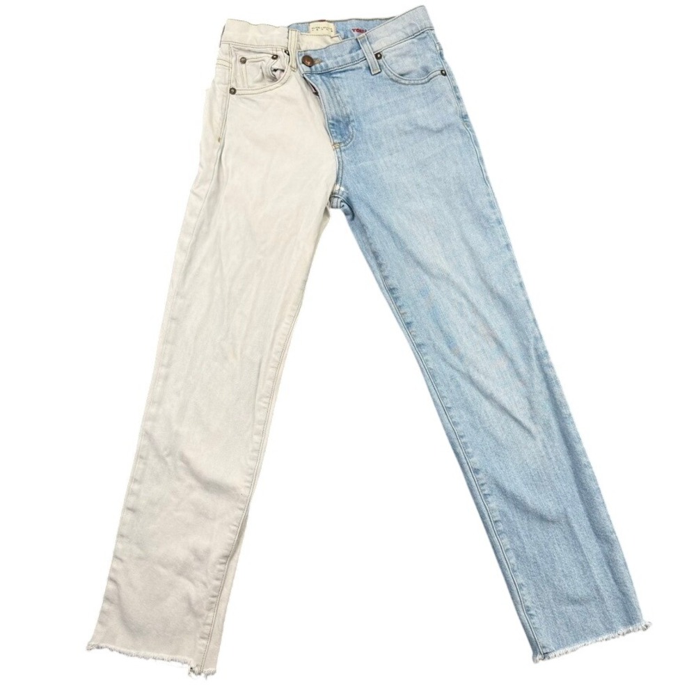 Alice Olivia Jeans Women 24 Cotton Two Tone Asymmetric Colorblock Streetwear Y2K